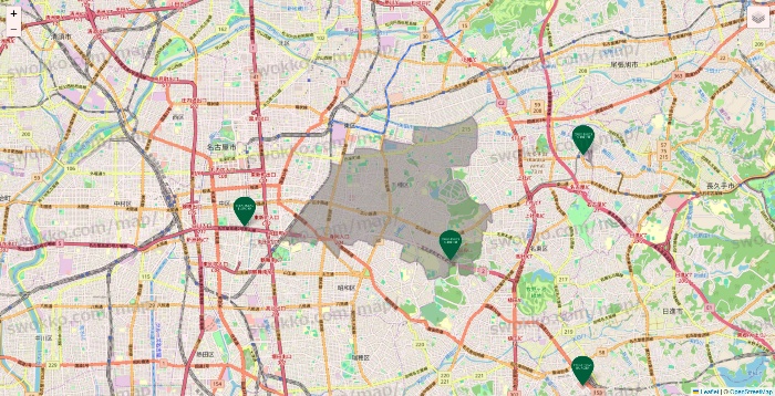 愛知県のフレッシュネスバーガーの店舗地図