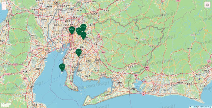 愛知県のフレッシュネスバーガーの店舗地図