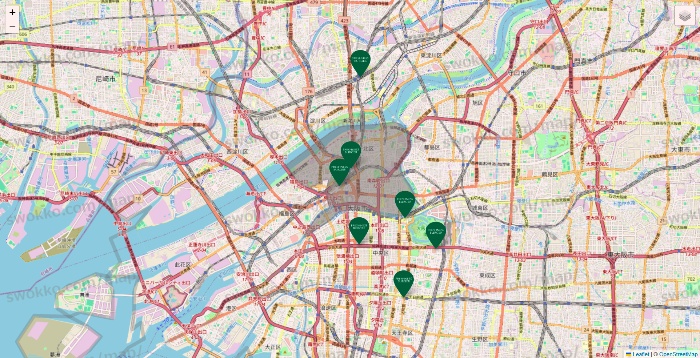 大阪府のフレッシュネスバーガーの店舗地図