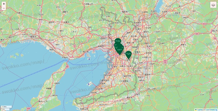 大阪府のフレッシュネスバーガーの店舗地図