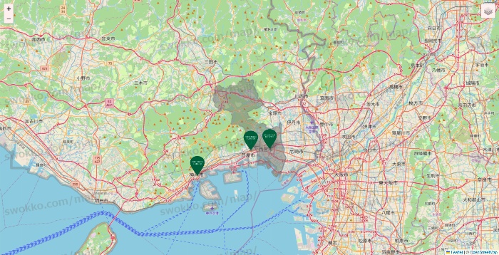 兵庫県のフレッシュネスバーガーの店舗地図