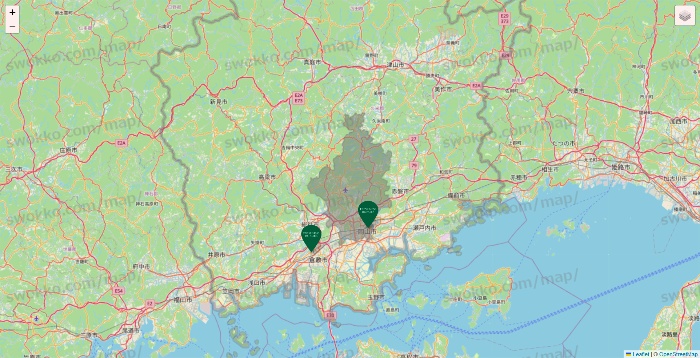 岡山県のフレッシュネスバーガーの店舗地図