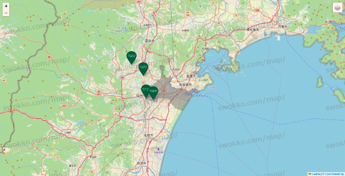 宮城県のフレッシュネスバーガーの店舗地図
