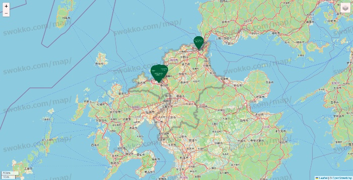 福岡県のフレッシュネスバーガーの店舗地図