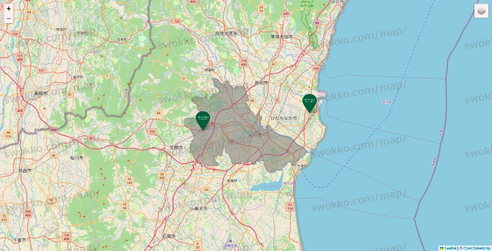 茨城県のフレッシュネスバーガーの店舗地図