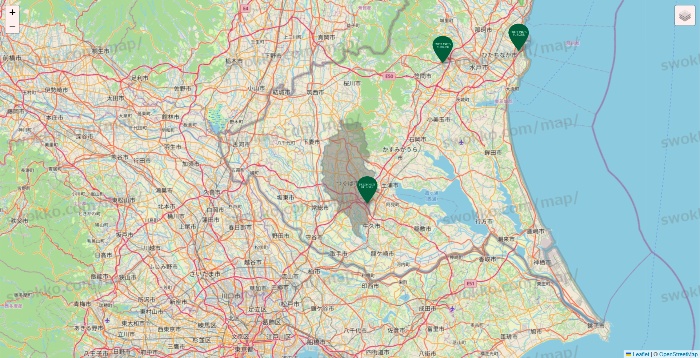 茨城県のフレッシュネスバーガーの店舗地図