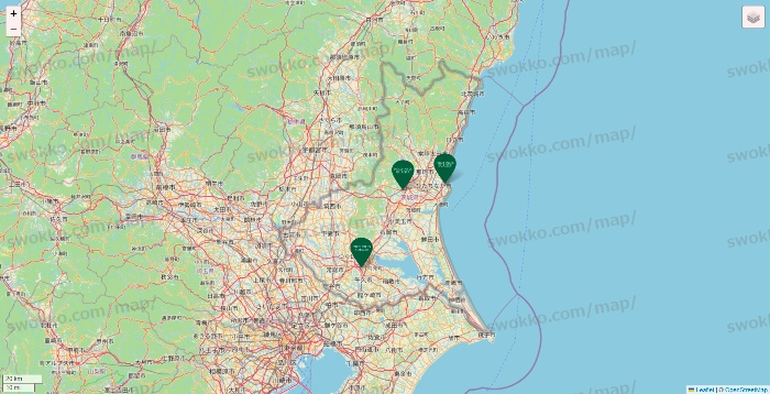 茨城県のフレッシュネスバーガーの店舗地図