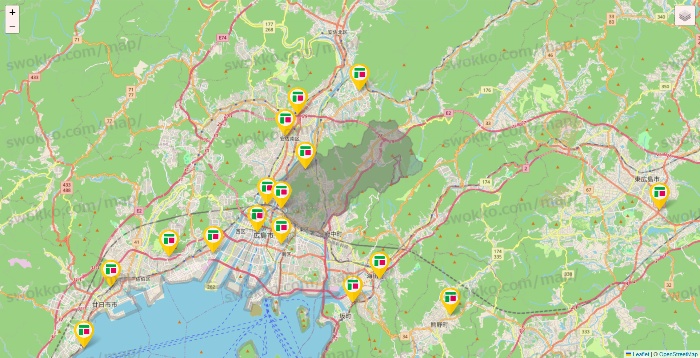 広島県のフジ・フジグランの店舗地図