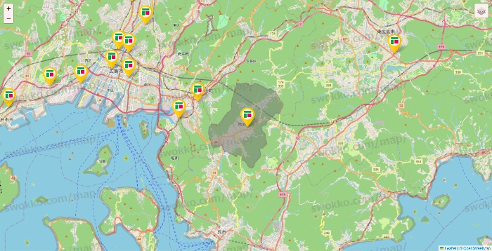 広島県のフジ・フジグランの店舗地図