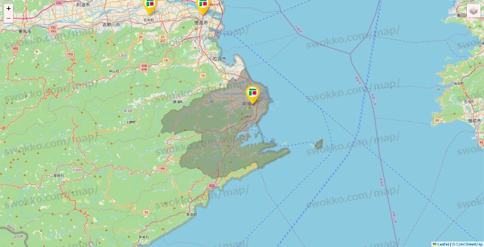 徳島県のフジ・フジグランの店舗地図