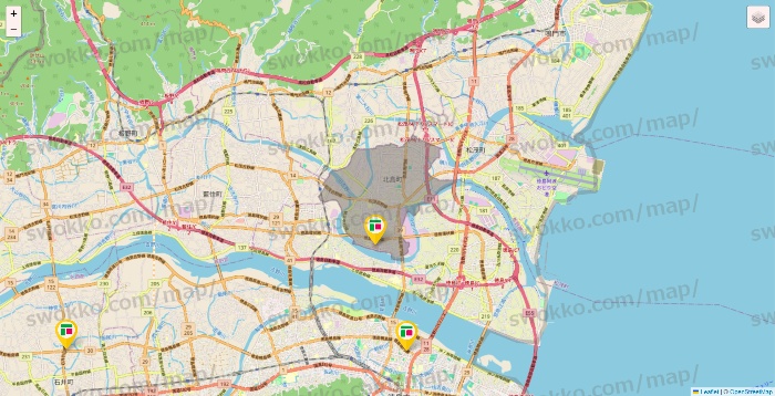 徳島県のフジ・フジグランの店舗地図