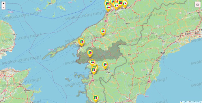 愛媛県のフジ・フジグランの店舗地図