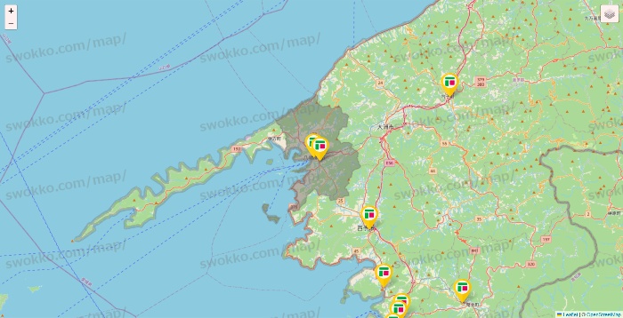 愛媛県のフジ・フジグランの店舗地図