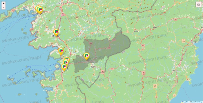 愛媛県のフジ・フジグランの店舗地図