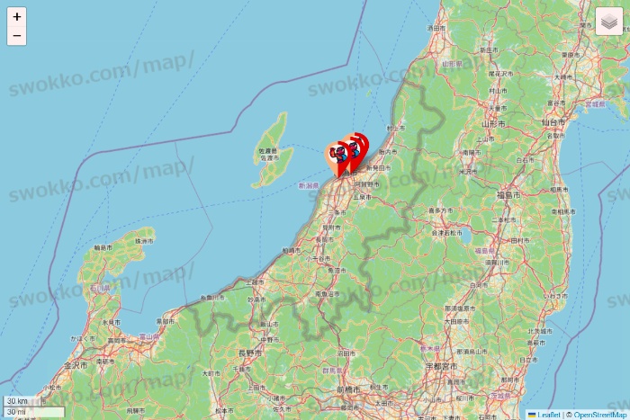 新潟県のがってん寿司・函太郎の店舗地図