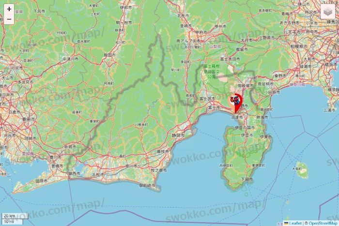 静岡県のがってん寿司・函太郎の店舗地図