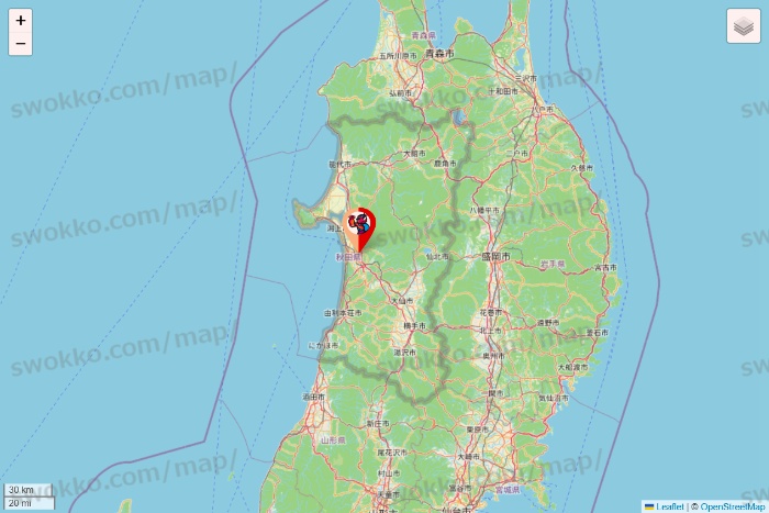 秋田県のがってん寿司・函太郎の店舗地図