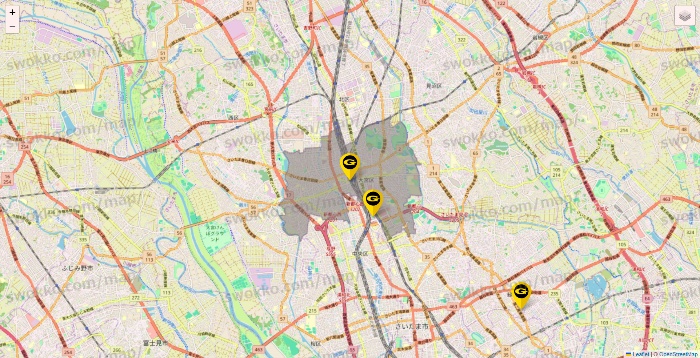 埼玉県のゴールドジムの店舗地図