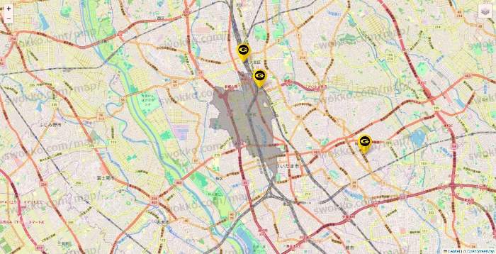 埼玉県のゴールドジムの店舗地図