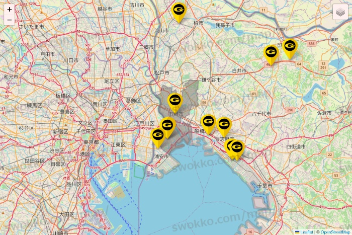 千葉県のゴールドジムの店舗地図