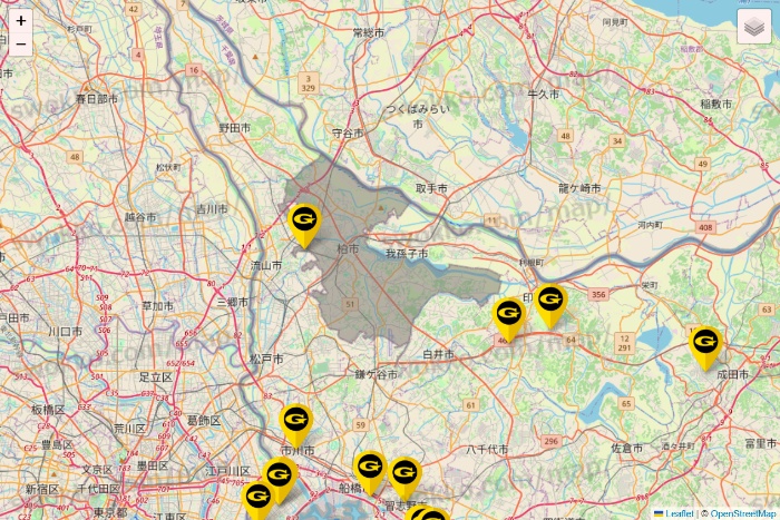 千葉県のゴールドジムの店舗地図