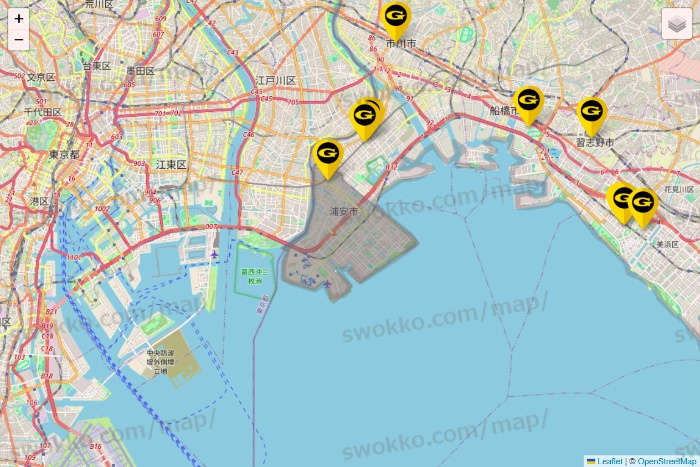千葉県のゴールドジムの店舗地図