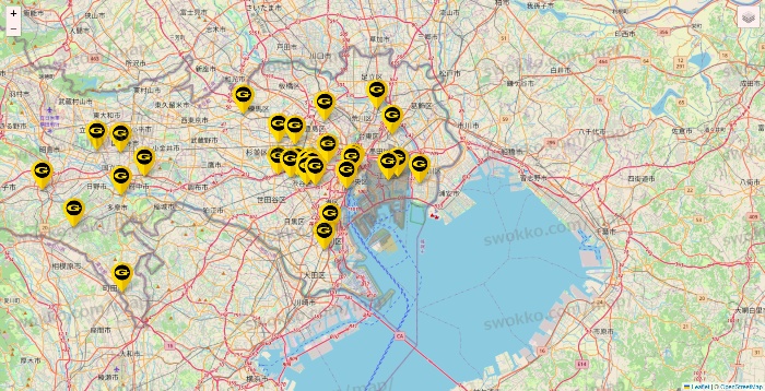 東京都のゴールドジムの店舗地図