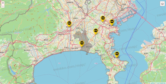神奈川県のゴールドジムの店舗地図