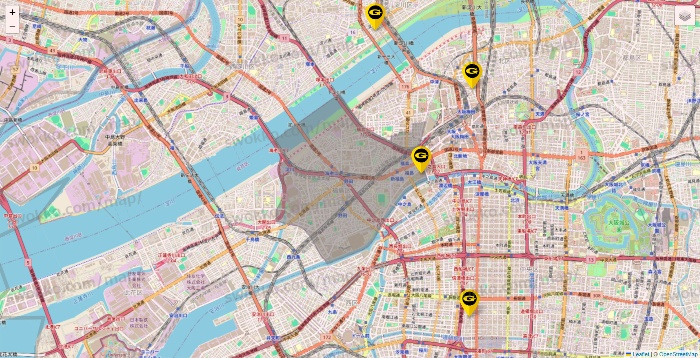 大阪府のゴールドジムの店舗地図