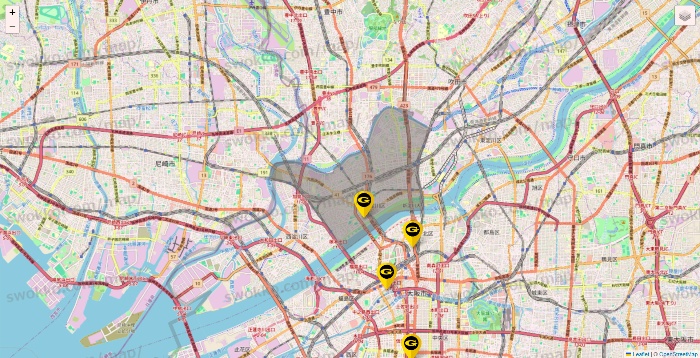 大阪府のゴールドジムの店舗地図