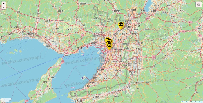 大阪府のゴールドジムの店舗地図