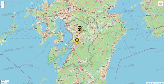 熊本県のゴールドジムの店舗地図