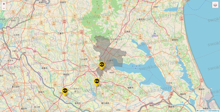 茨城県のゴールドジムの店舗地図