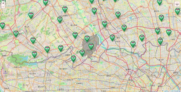 埼玉県の業務スーパーの店舗地図