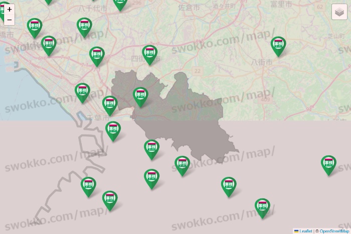 千葉県の業務スーパーの店舗地図