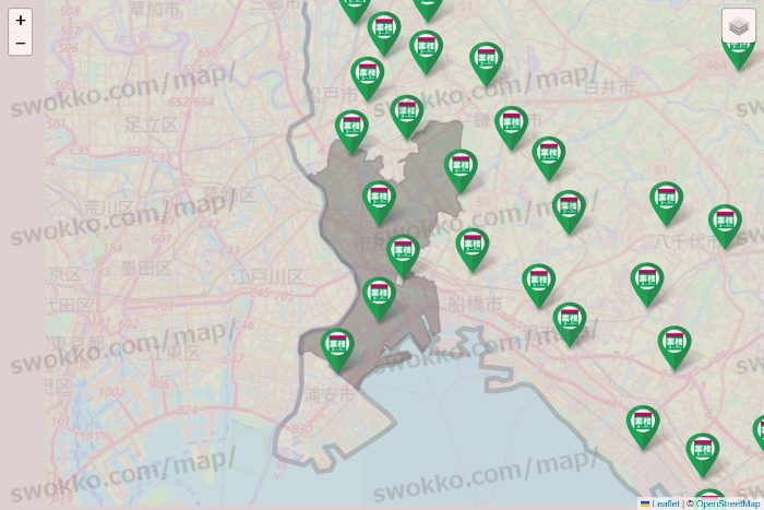 千葉県の業務スーパーの店舗地図