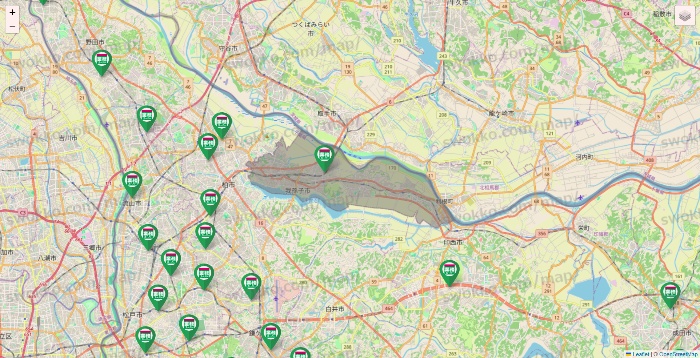 千葉県の業務スーパーの店舗地図