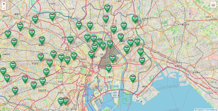 東京都の業務スーパーの店舗地図