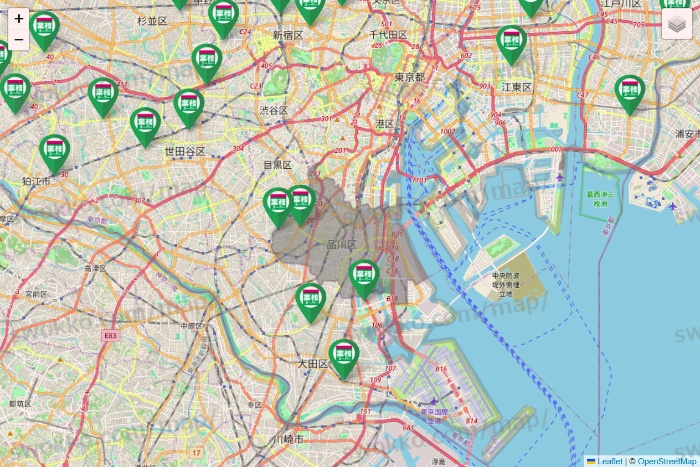 東京都の業務スーパーの店舗地図