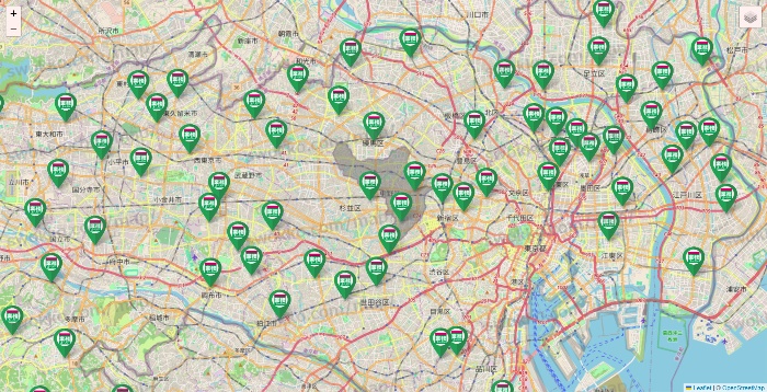 東京都の業務スーパーの店舗地図