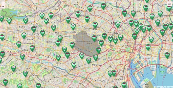 東京都の業務スーパーの店舗地図