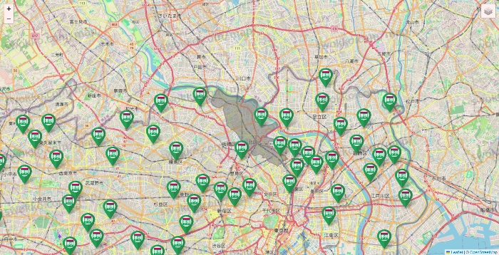 東京都の業務スーパーの店舗地図