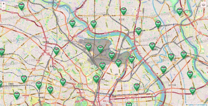 東京都の業務スーパーの店舗地図