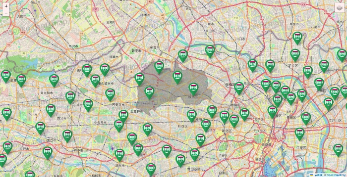 東京都の業務スーパーの店舗地図