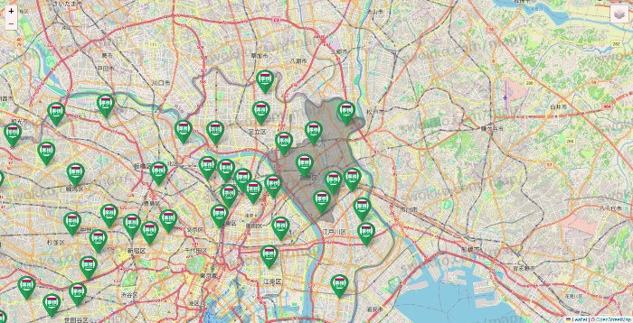 東京都の業務スーパーの店舗地図