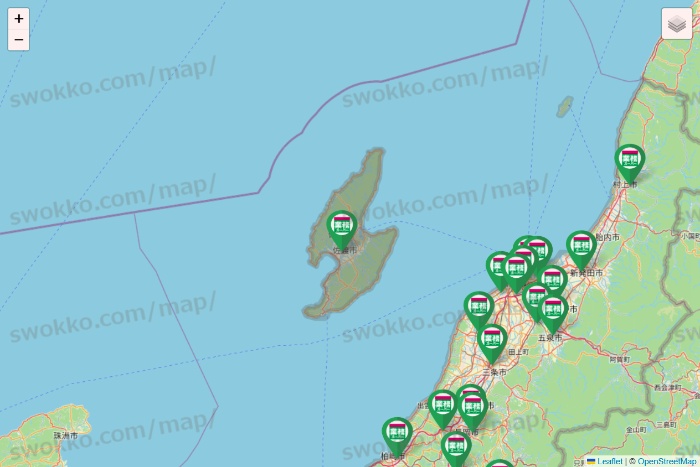 新潟県の業務スーパーの店舗地図