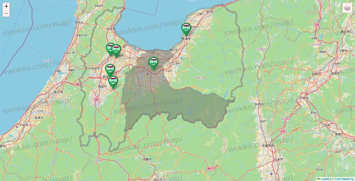 富山県の業務スーパーの店舗地図