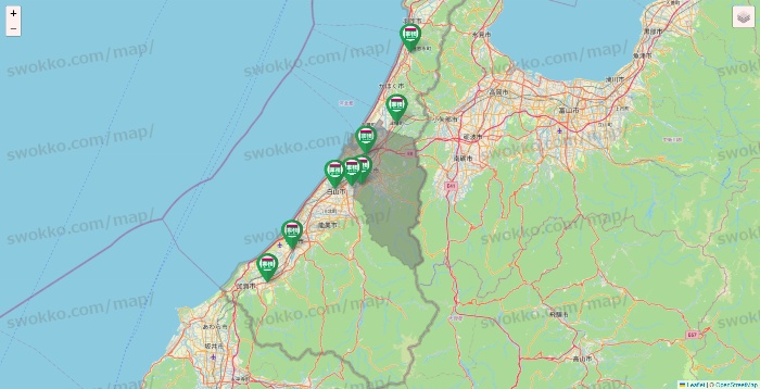 石川県の業務スーパーの店舗地図