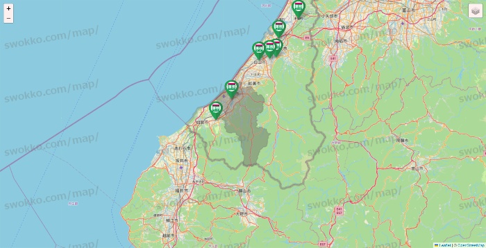 石川県の業務スーパーの店舗地図