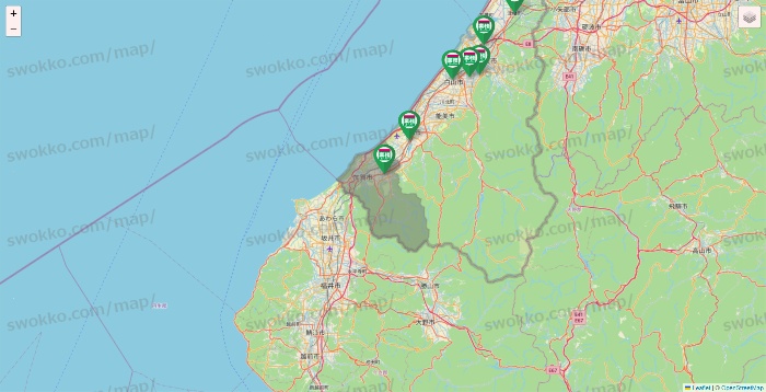 石川県の業務スーパーの店舗地図